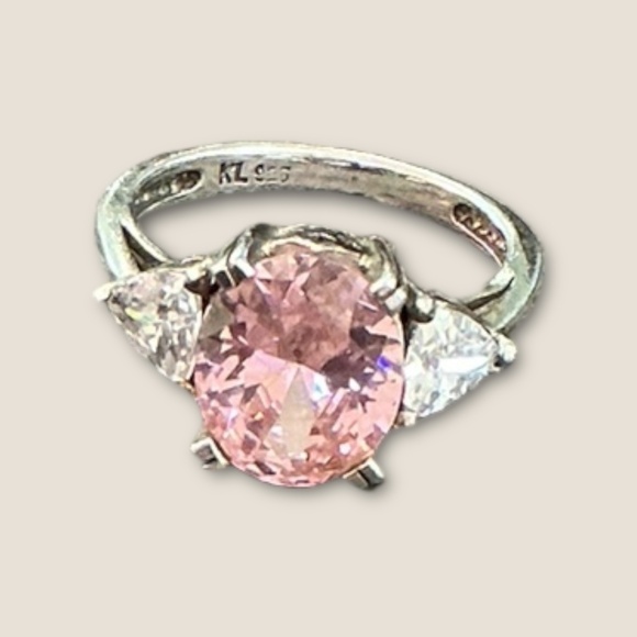 Vintage Sterling Pink and Clear CZ Ring - Picture 1 of 7